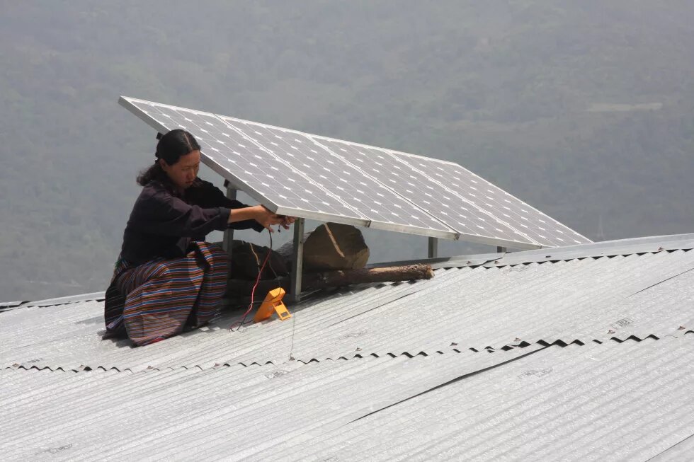 Solar Panels-installing Woman