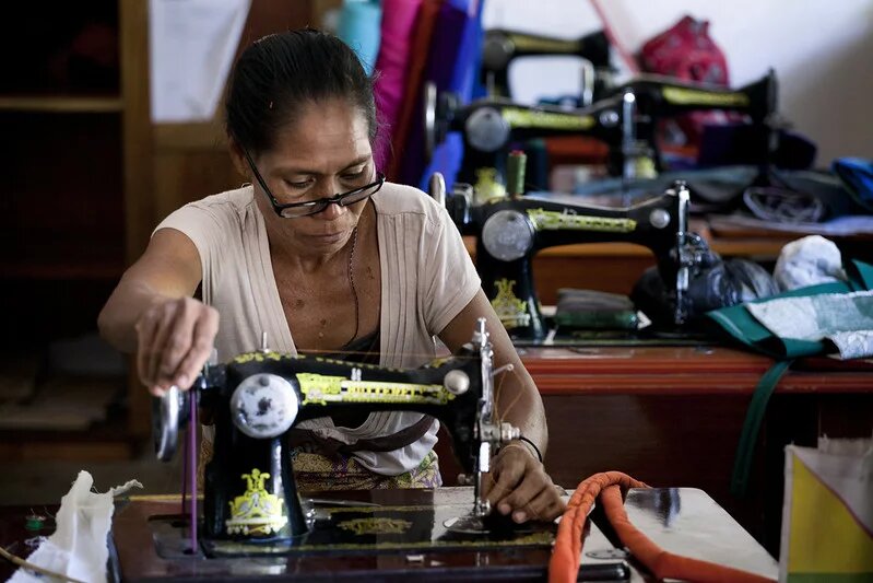 A woman tailor in Dili