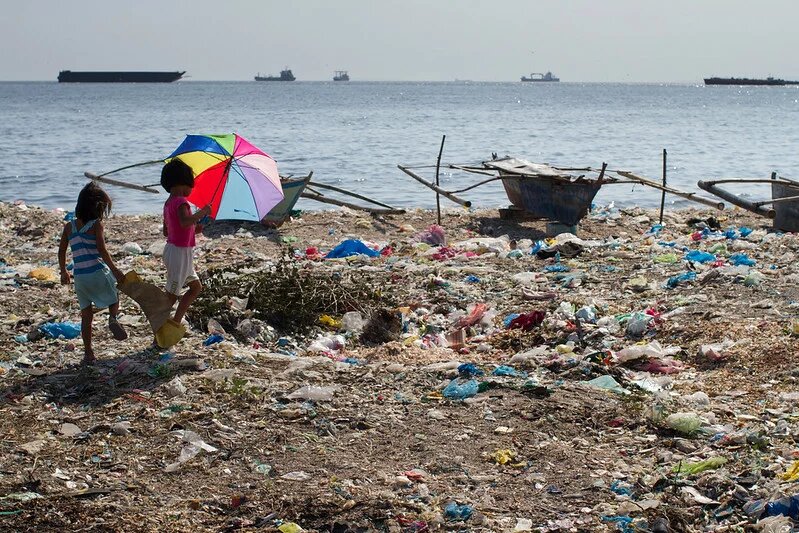 Plastic waste in coastal Manila, the Philippines